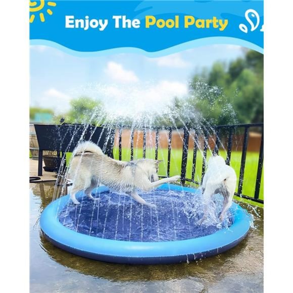 Dog Pool 67"Anti-Slip Dog Splash Pad for Large Dogs-BPA Free Thick Dog Sprinkler - Picture 6 of 6